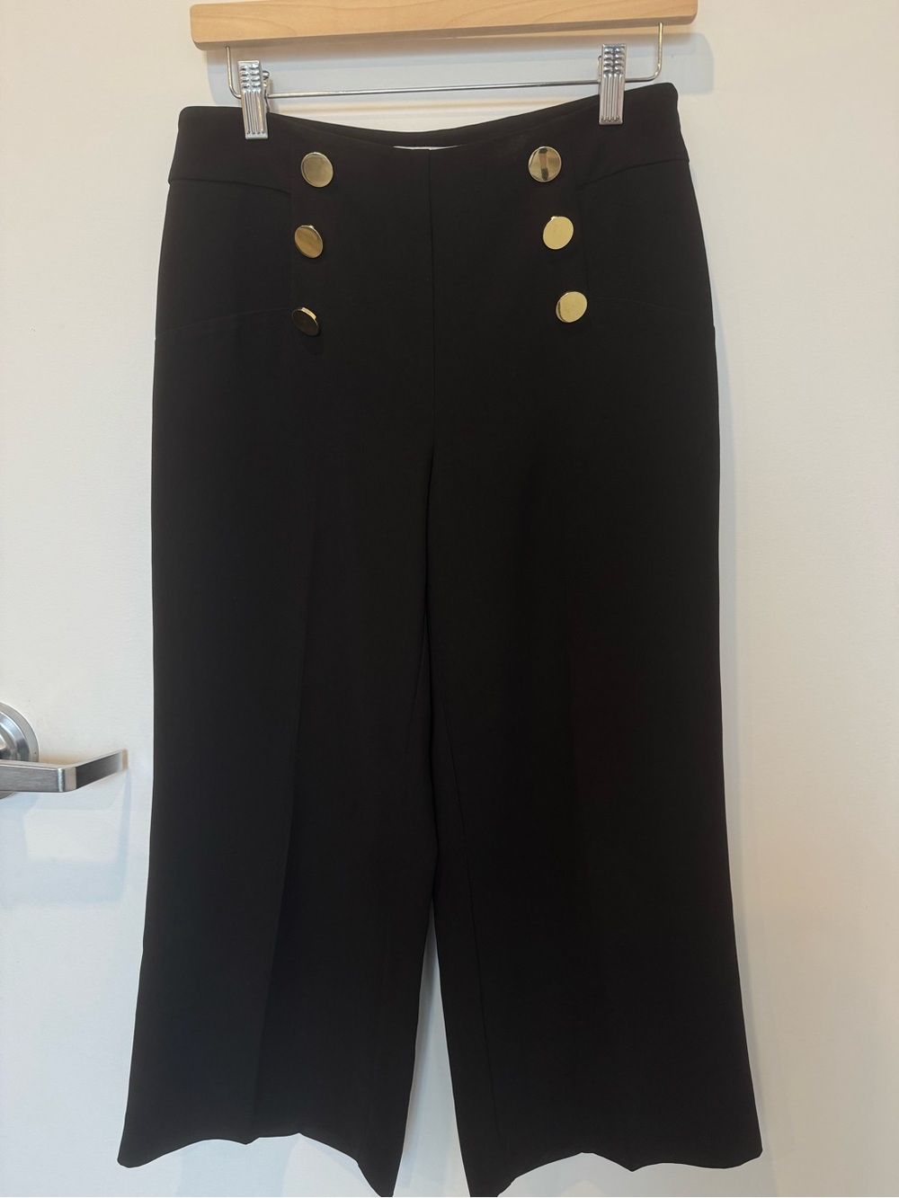 Melanie Lyne Black Sailor Wide Leg Cropped Pants / Culottes - Size 2